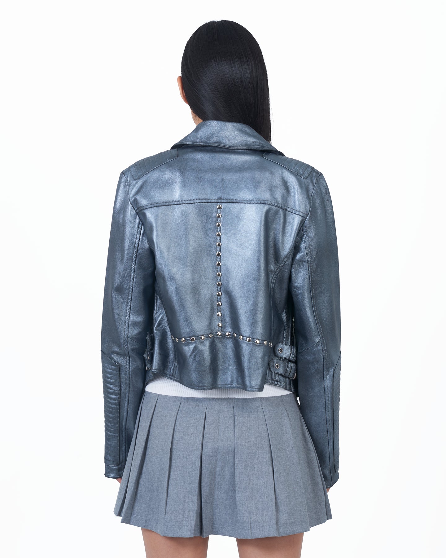 JKT Harley Metallic Leather Gunmetal