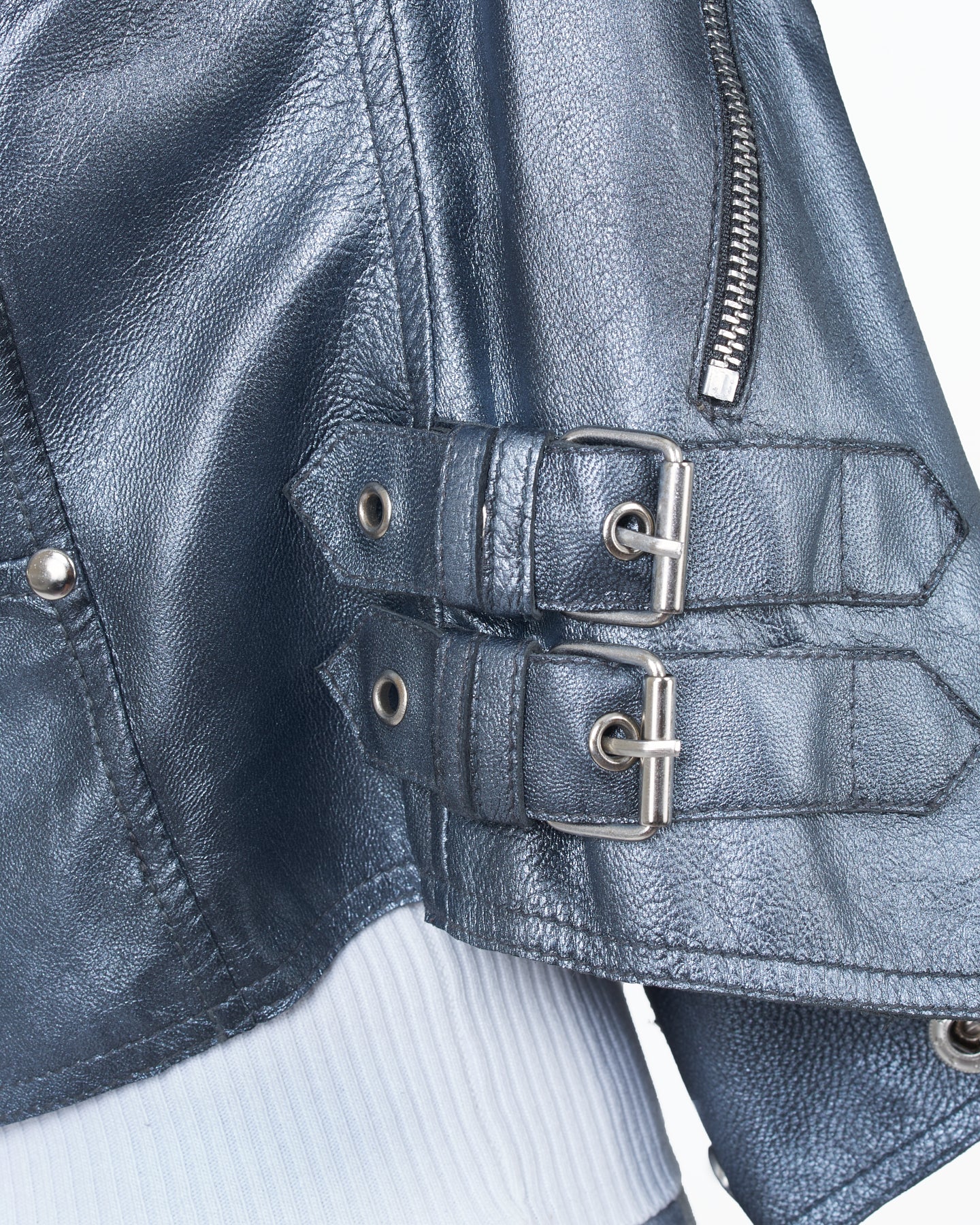 JKT Harley Metallic Leather Gunmetal