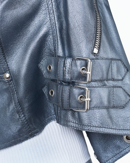 JKT Harley Metallic Leather Gunmetal