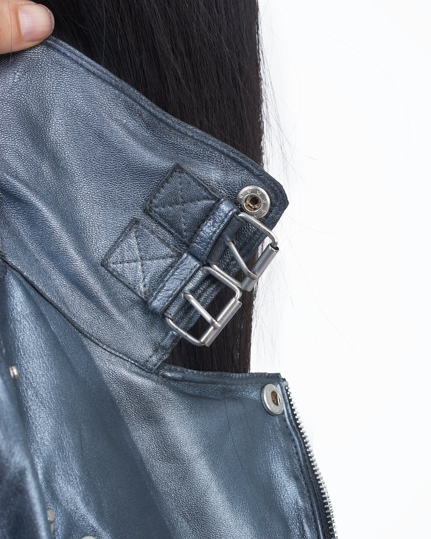 JKT Harley Metallic Leather Gunmetal