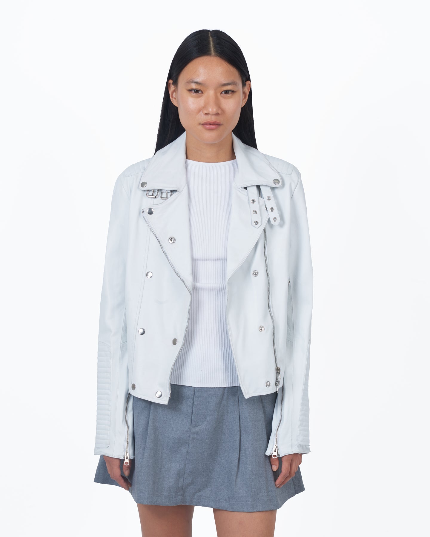 JKT Harley Burnished Leather Jacket White