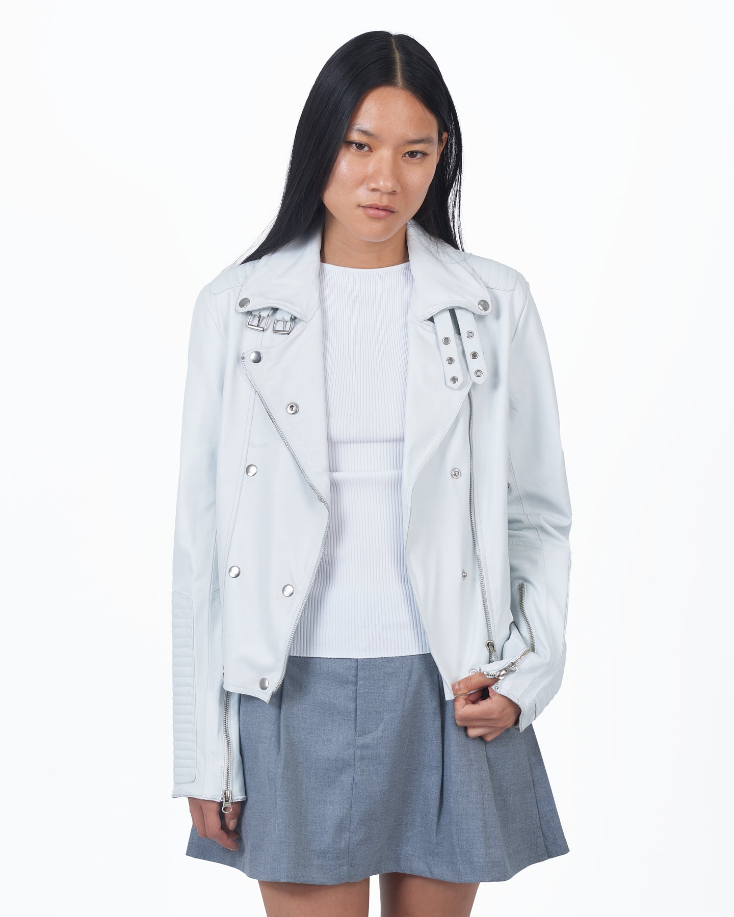 JKT Harley Burnished Leather Jacket White