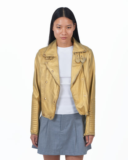 JKT Harley Metallic Leather Jacket Gold
