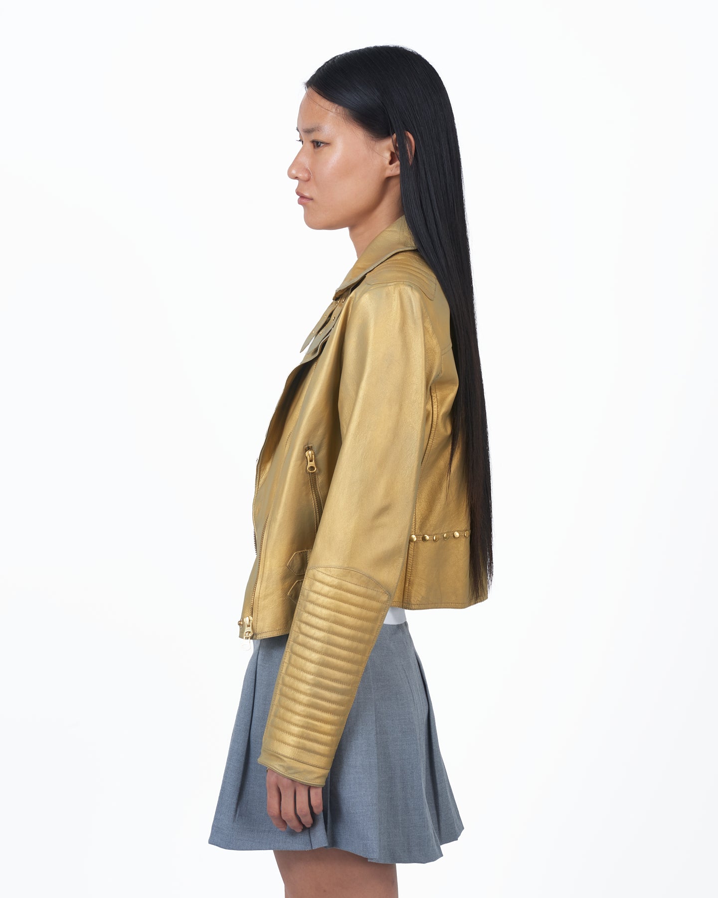 JKT Harley Metallic Leather Jacket Gold
