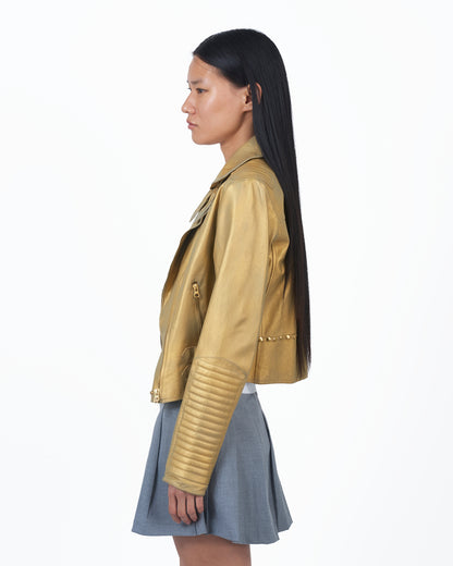 JKT Harley Metallic Leather Jacket Gold