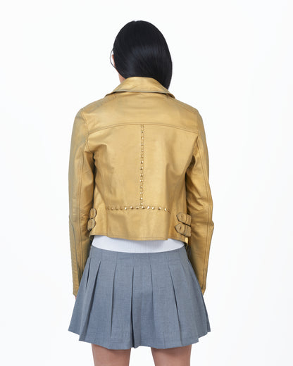 JKT Harley Metallic Leather Jacket Gold