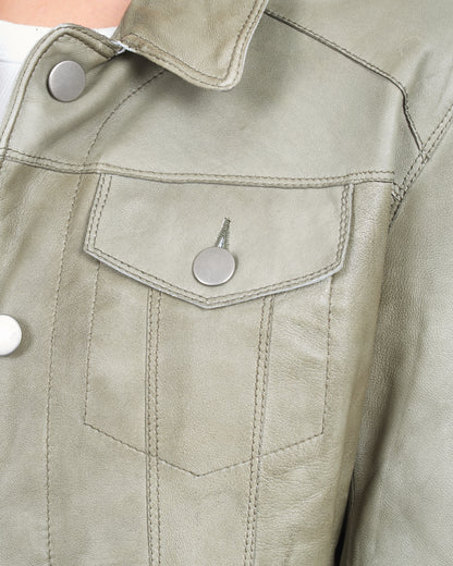 JKT Alexa Patina Leather Jacket Army