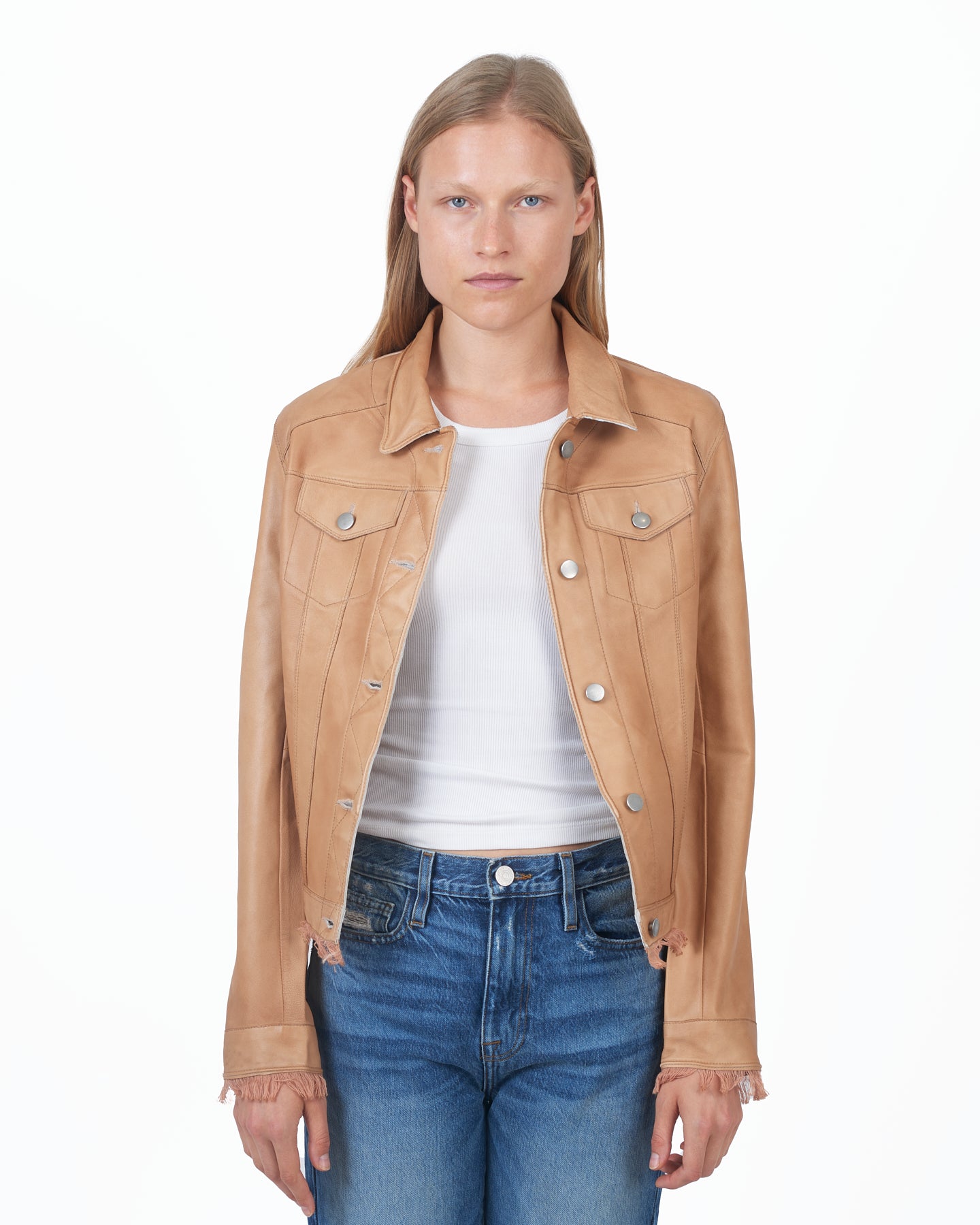 Alexa Patina Leather Jacket Au Lait