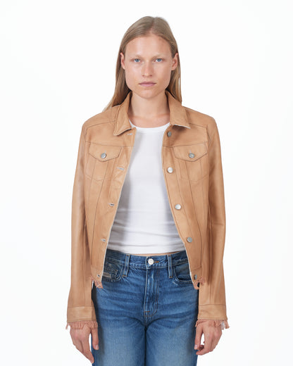 JKT Alexa Patina Leather Jacket Au Lait