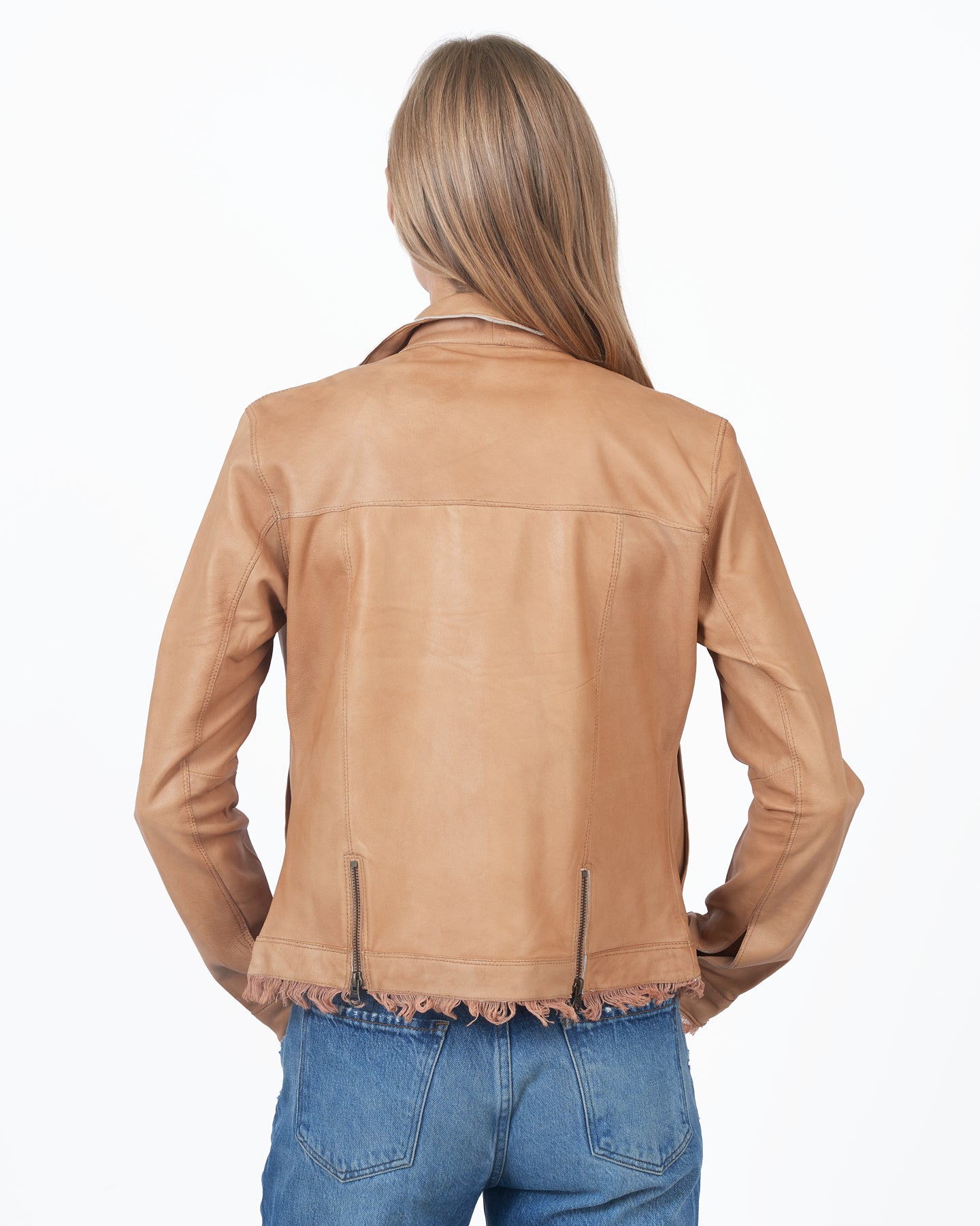 Alexa Patina Leather Jacket Au Lait