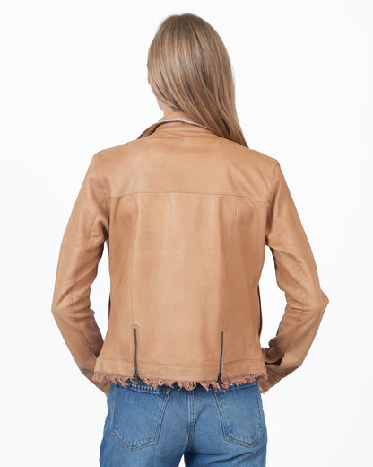 JKT Alexa Patina Leather Jacket Au Lait