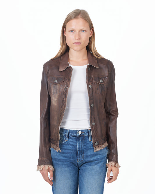 Alexa Patina Leather Jacket Bark