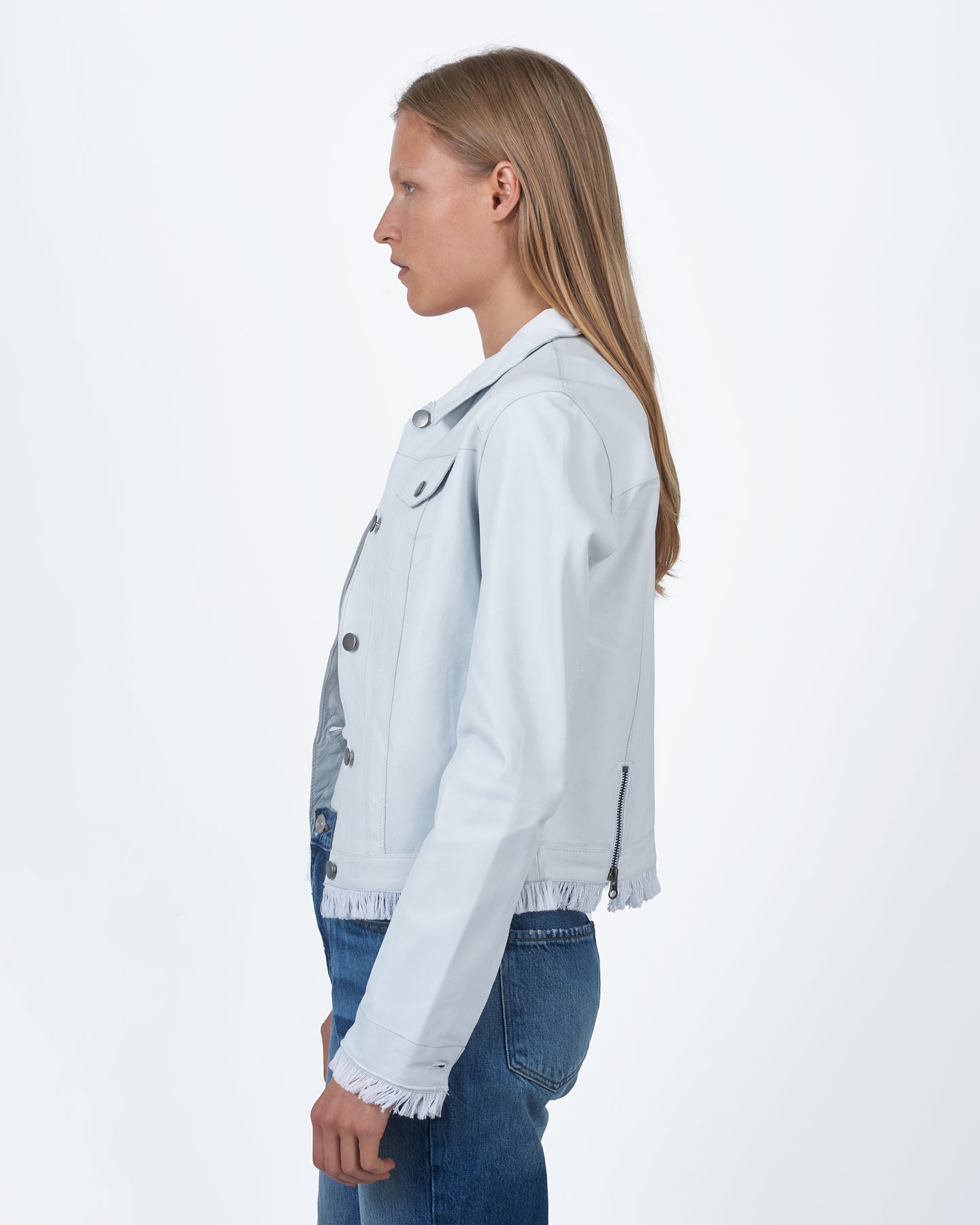 JKT Alexa Burnished Leather Jacket White