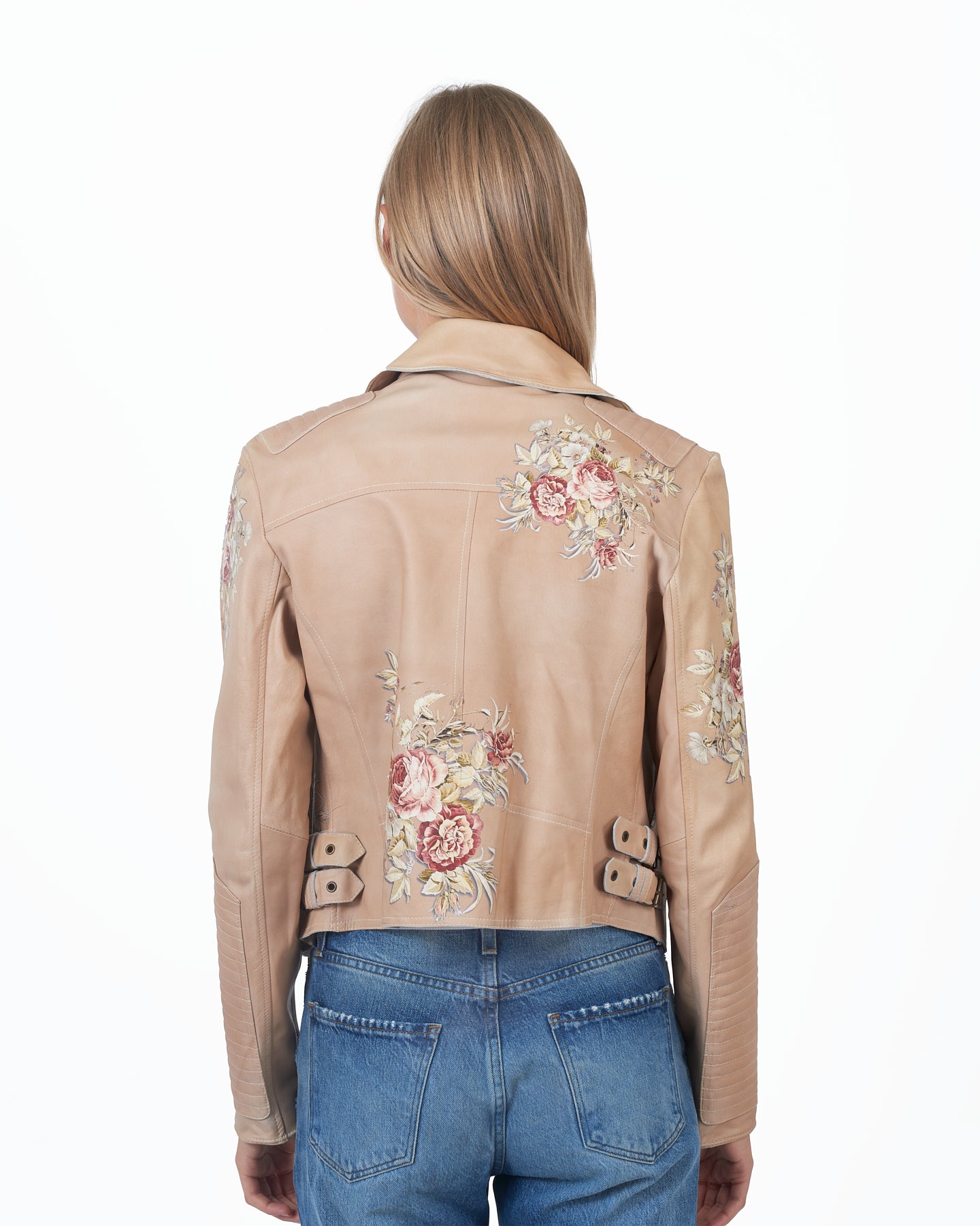 JKT Harley Vintage Floral Leather Jacket Au Lait