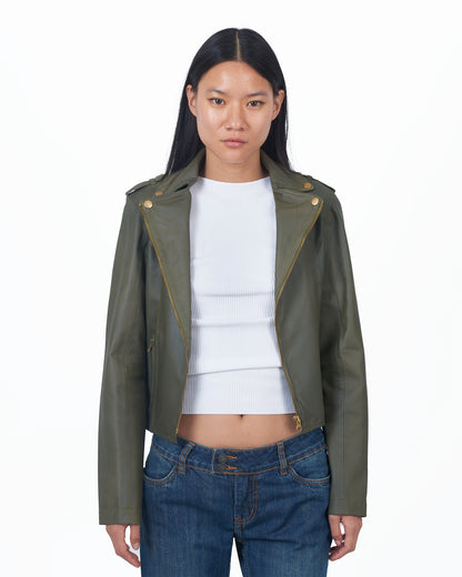 Millie Matte Leather Jacket Jalapeno