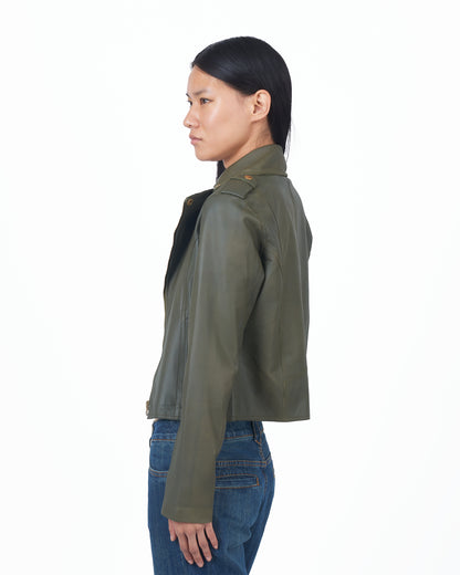 Millie Matte Leather Jacket Jalapeno