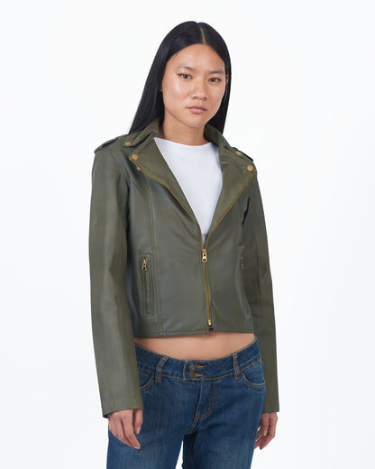 Millie Matte Leather Jacket Jalapeno