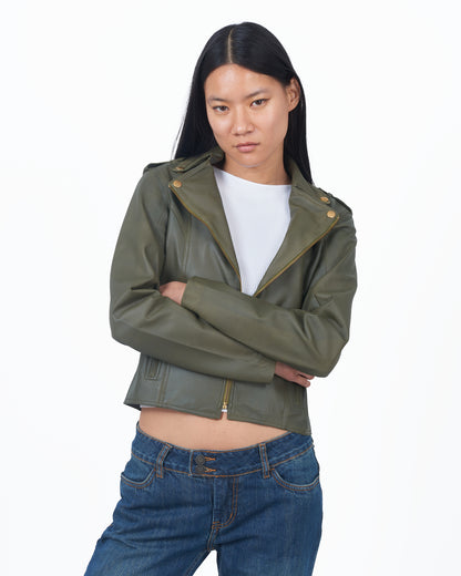 Millie Matte Leather Jacket Jalapeno