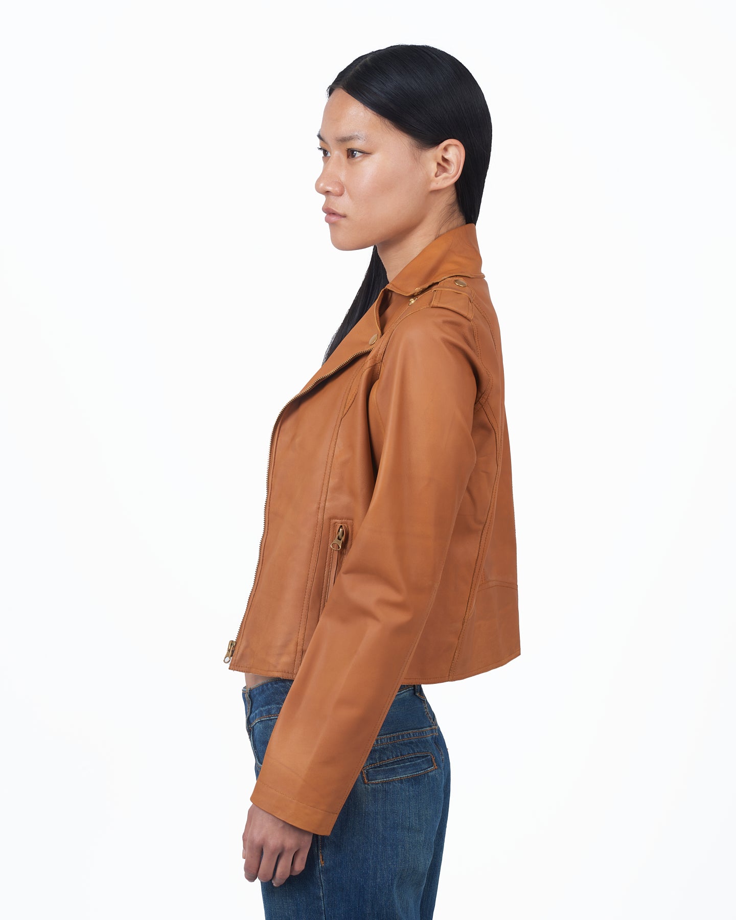 JKT Millie Matte Leather Jacket Tortilla