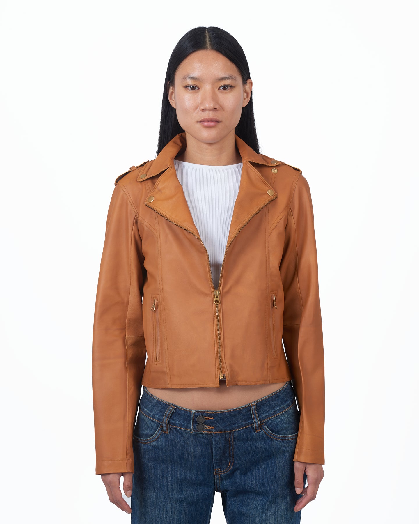 JKT Millie Matte Leather Jacket Tortilla