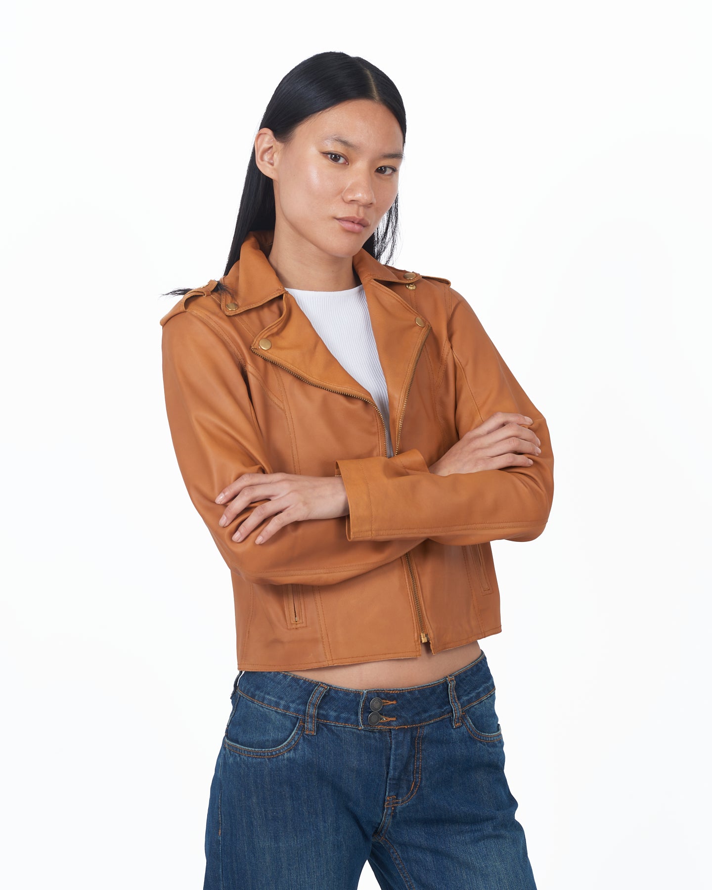 JKT Millie Matte Leather Jacket Tortilla