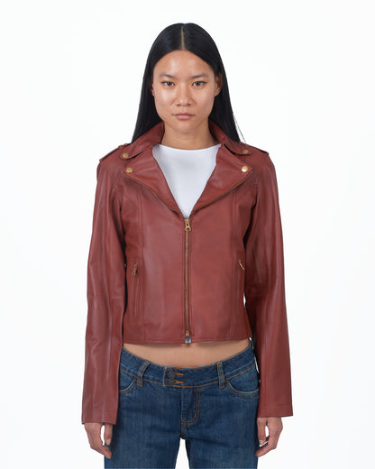 JKT Millie Matte Leather Jacket Salsa