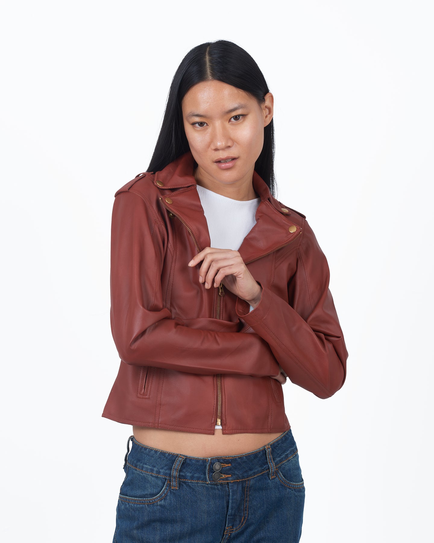 JKT Millie Matte Leather Jacket Salsa