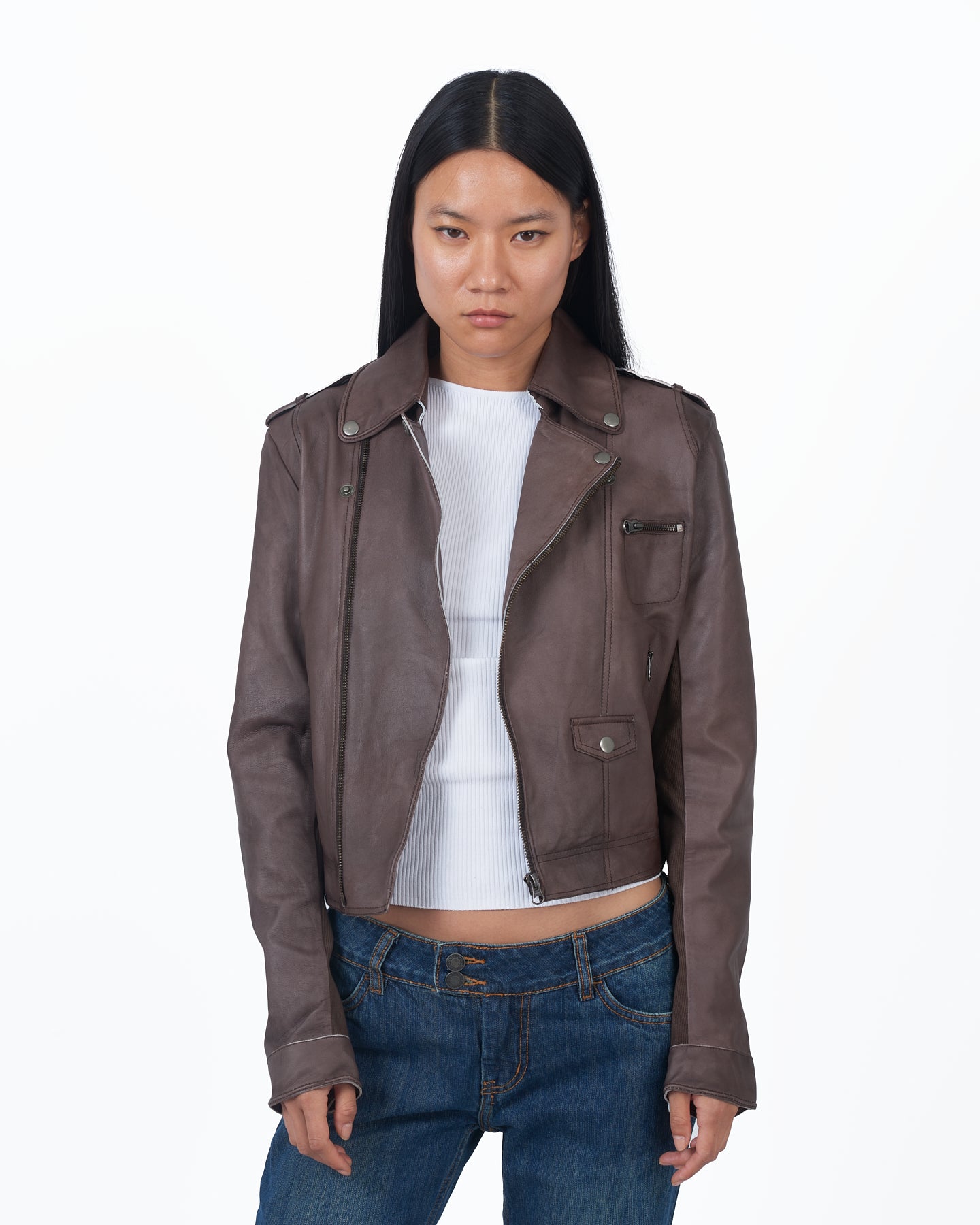 Piper Patina Leather Jacket Bark