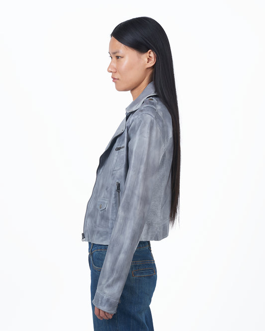 Piper Patina Leather Jacket Steel