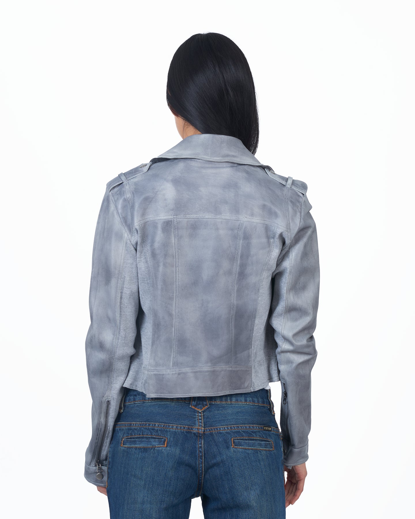 Piper Patina Leather Jacket Steel