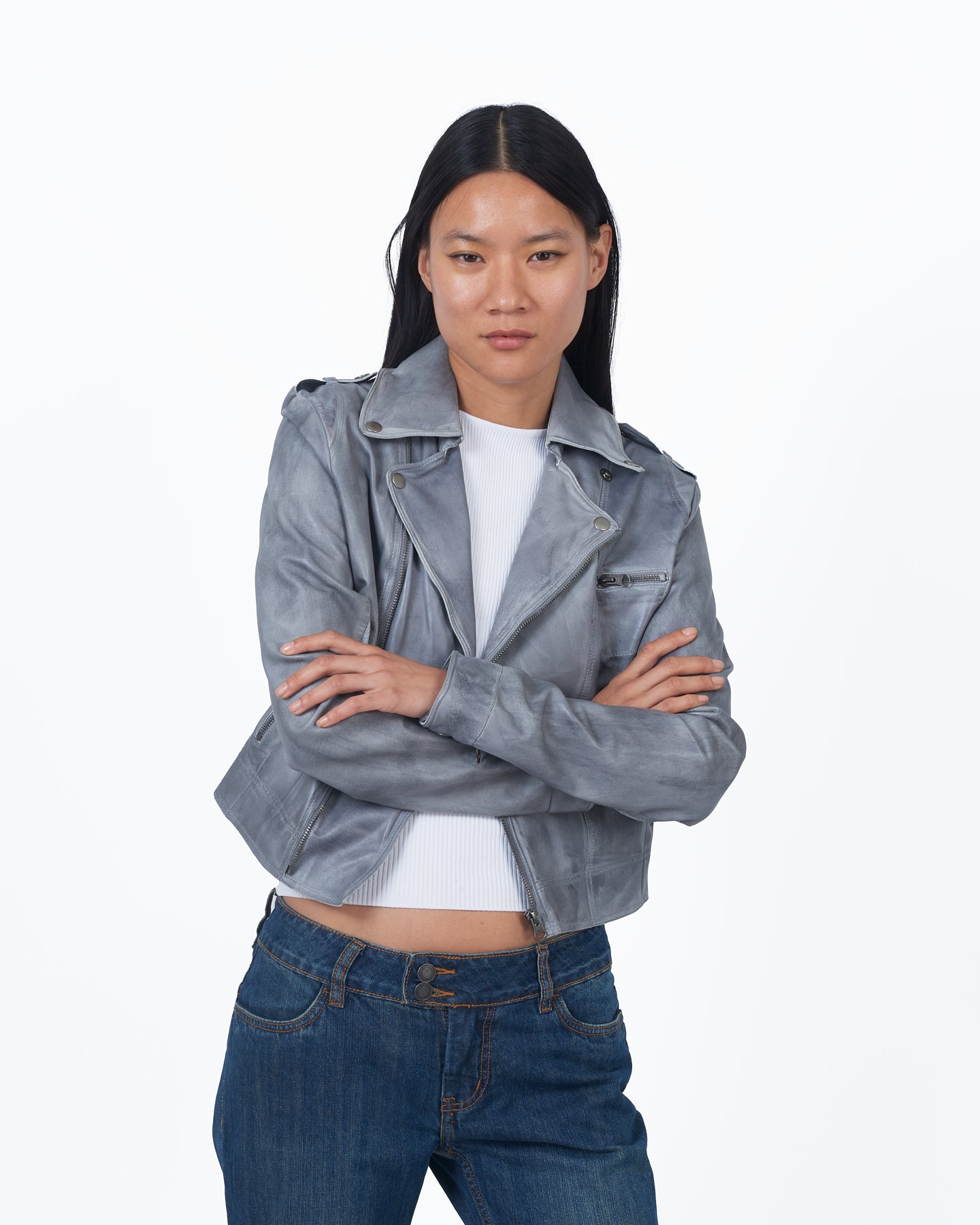 JKT Piper Patina Leather Jacket Steel