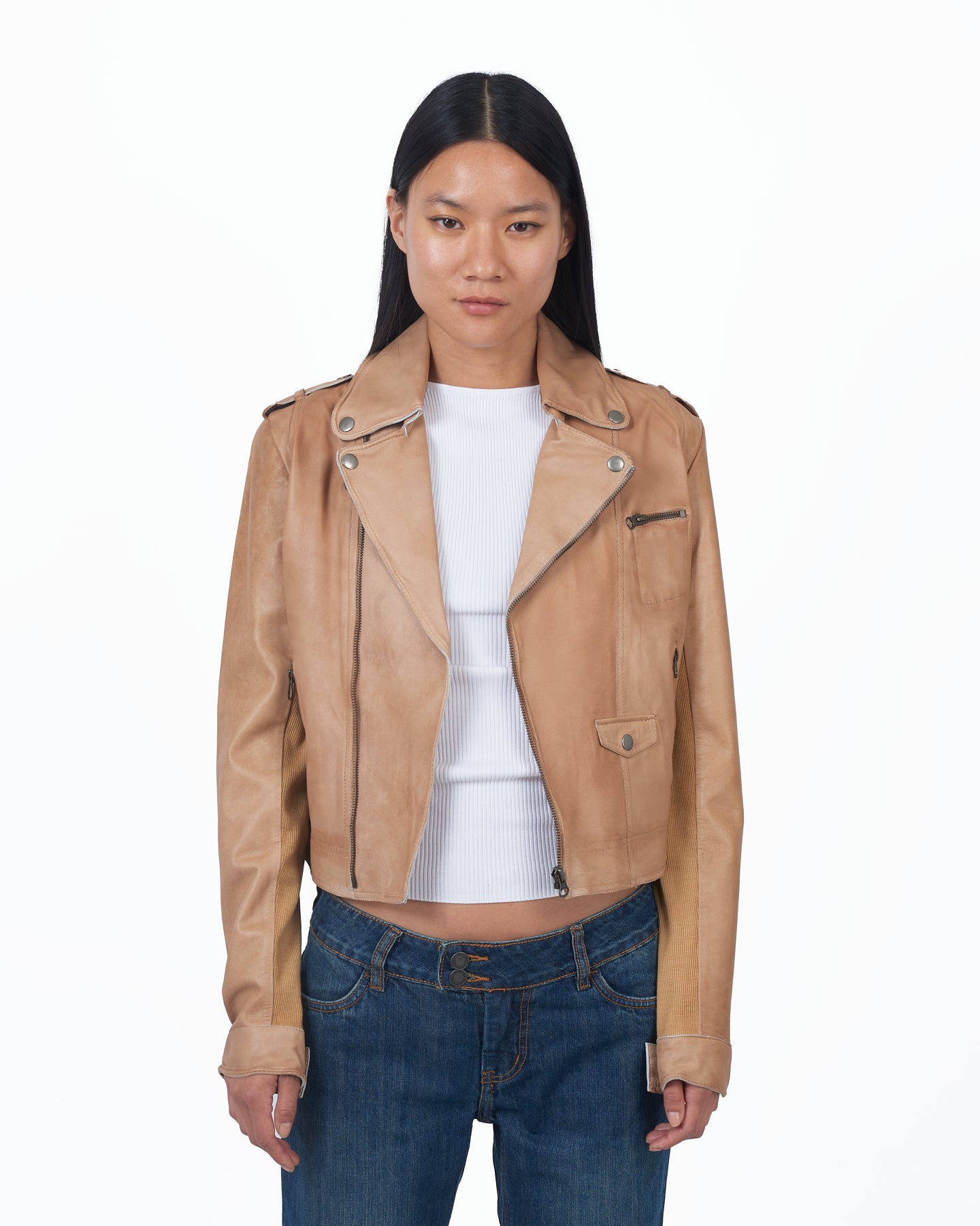 JKT Piper Patina Leather Jacket Au Lait