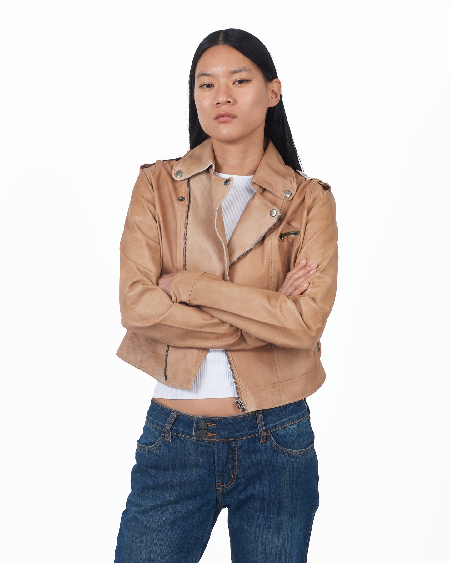 JKT Piper Patina Leather Jacket Au Lait
