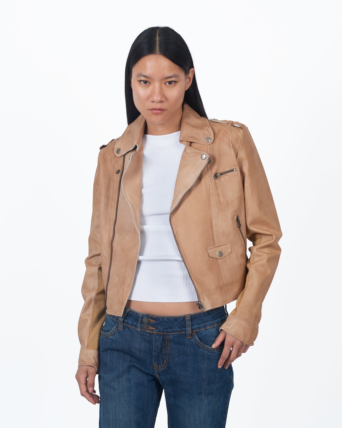 JKT Piper Patina Leather Jacket Au Lait
