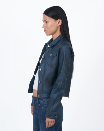 JKT Alexa Waxed Leather Jacket Blue