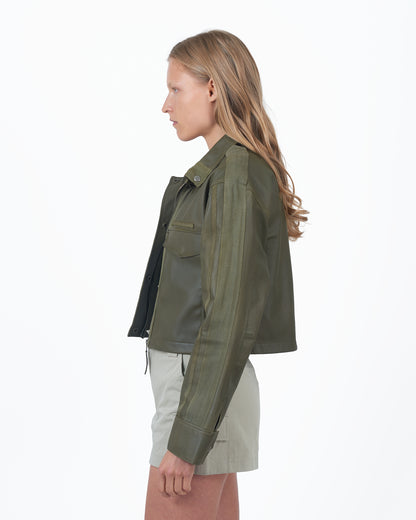 Christina Matte Leather Jacket Jalapeno