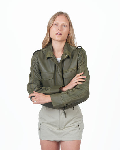 Christina Matte Leather Jacket Jalapeno