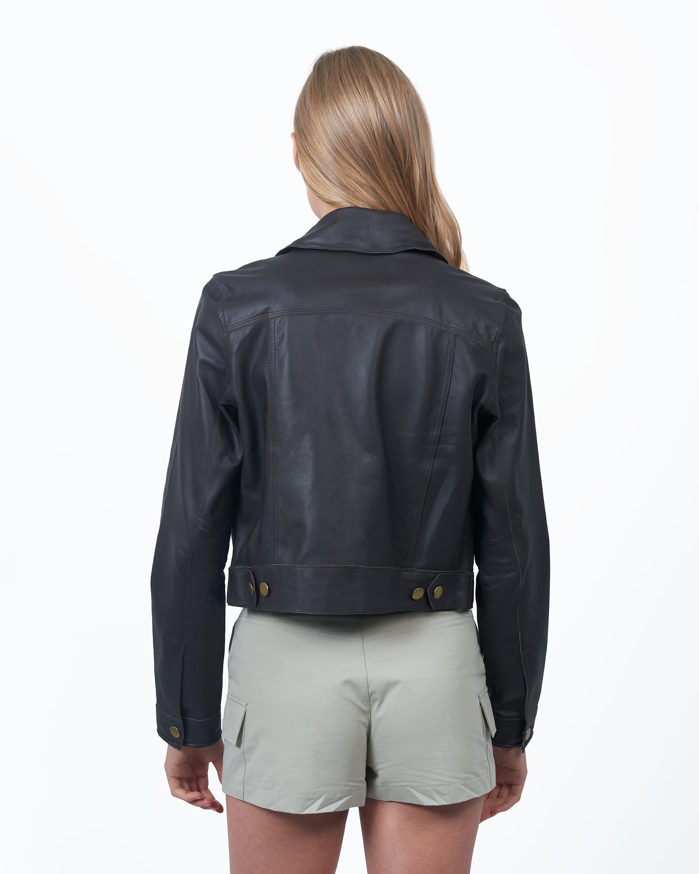 Hayden Nailhead Leather Jacket Chocolate