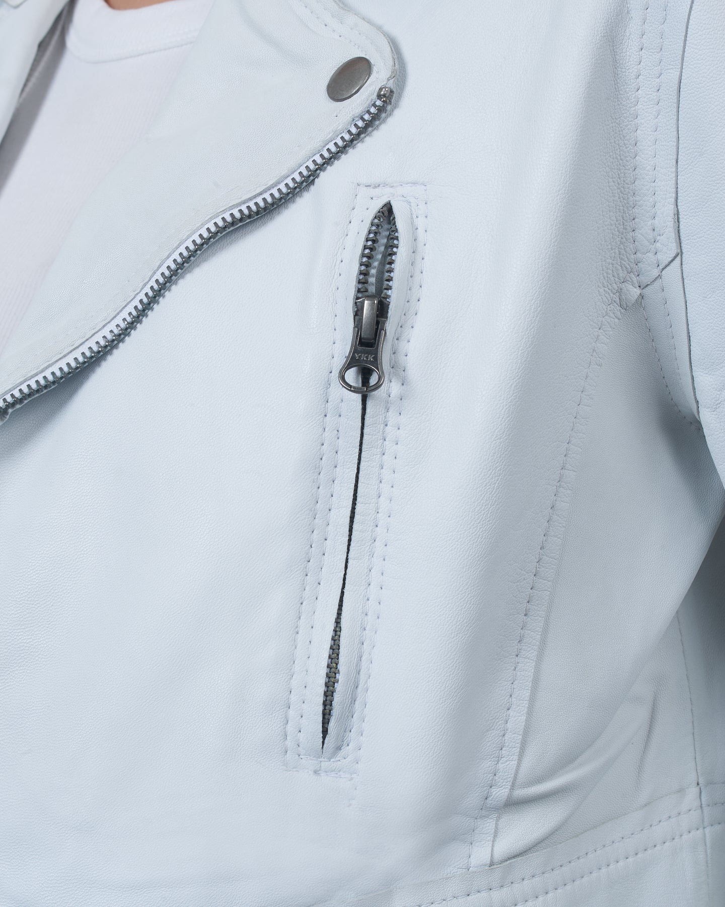 JKT Erin Burnished Leather Jacket White