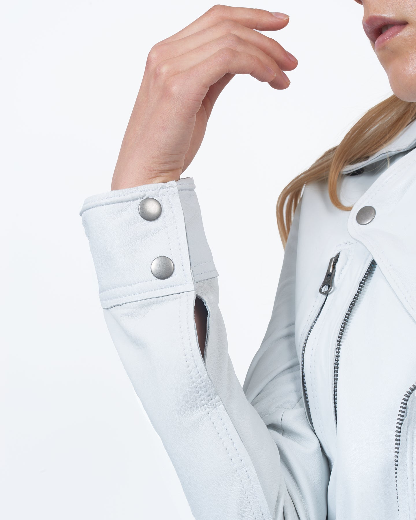 JKT Erin Burnished Leather Jacket White