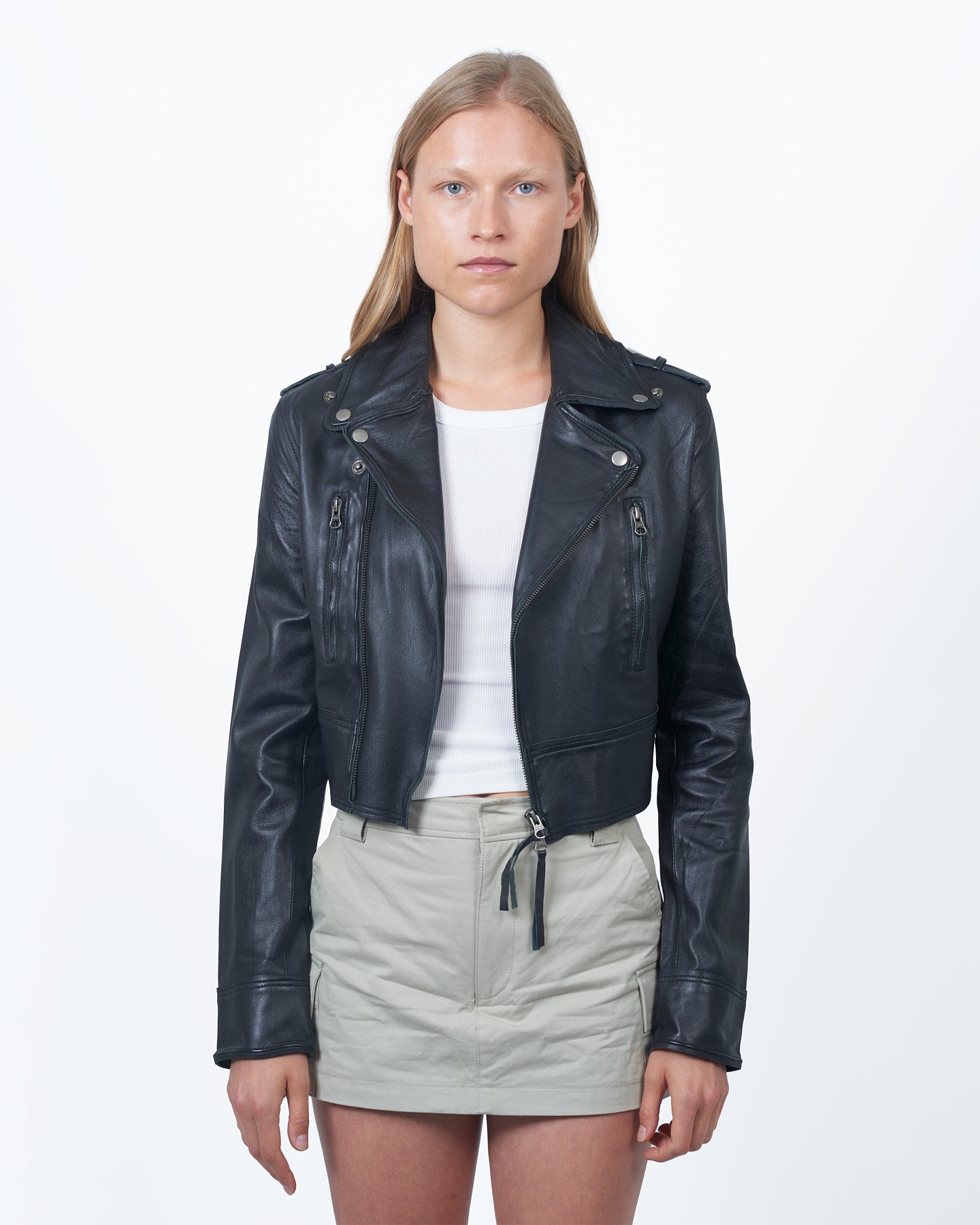 Erin Burnished Leather Jacket Black