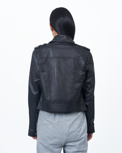 Tyler Burnished Leather Jacket Black