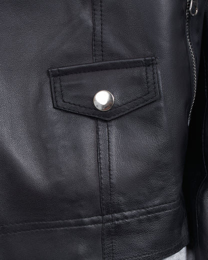 Tyler Burnished Leather Jacket Black