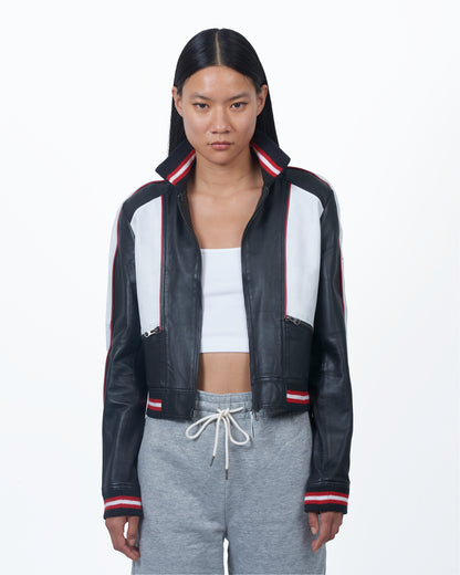 JKT Kali Track Leather Jacket Black/White