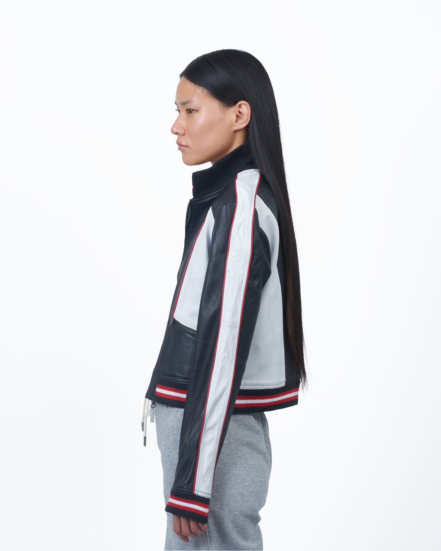 JKT Kali Track Leather Jacket Black/White