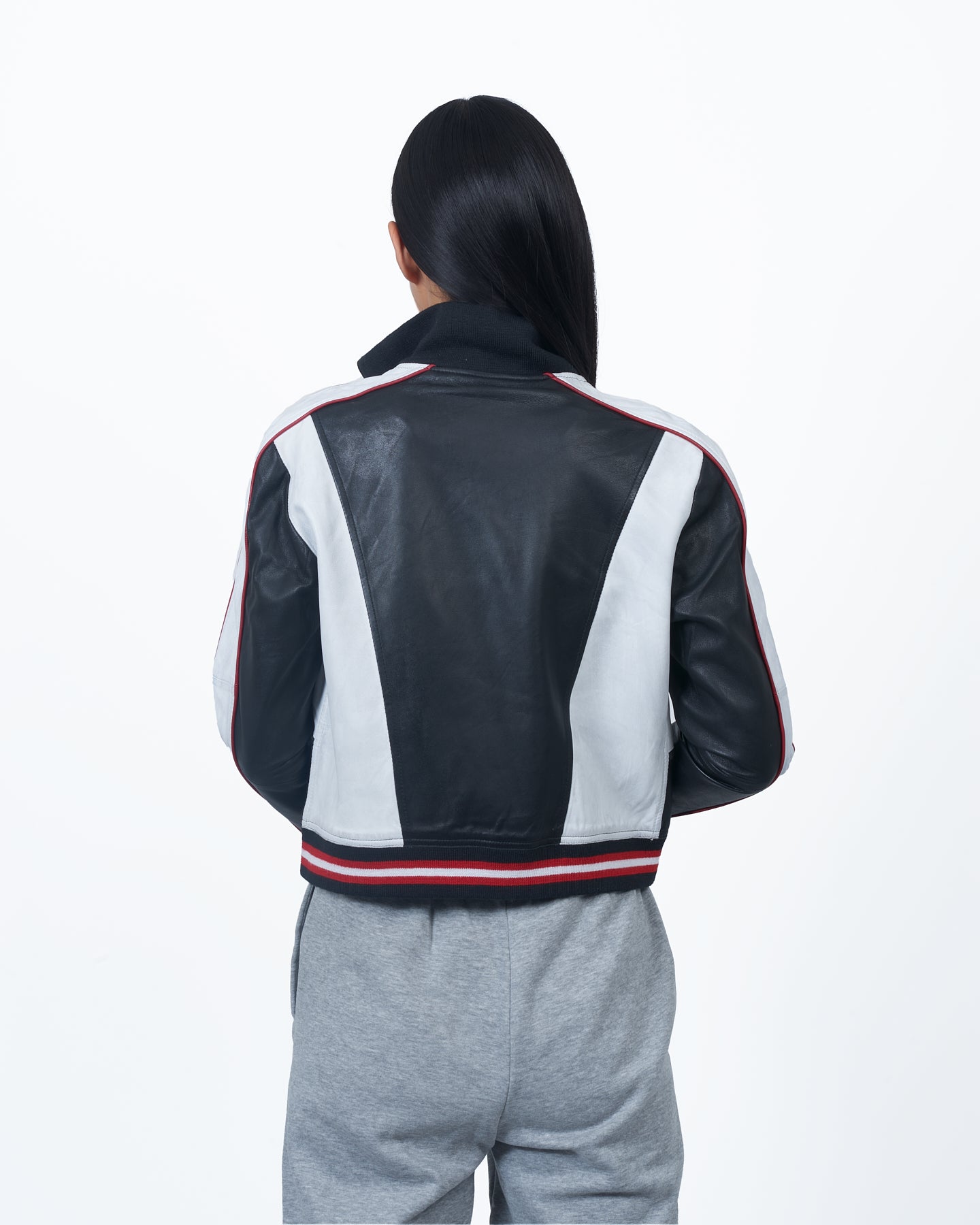 Kali Track Leather Jacket Black/White