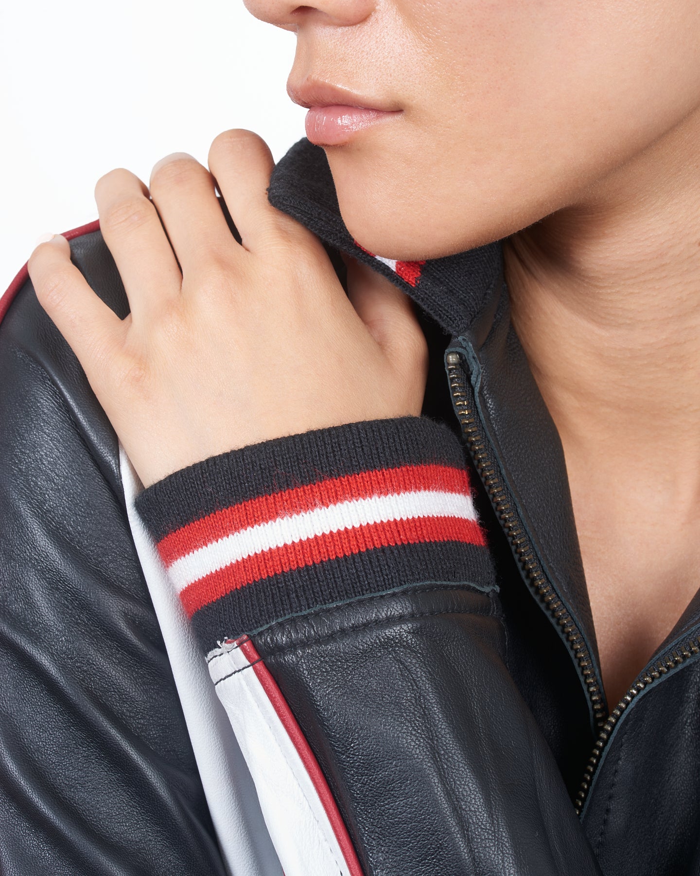 JKT Kali Track Leather Jacket Black/White