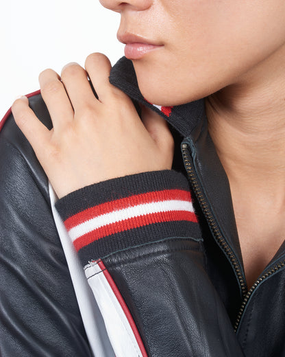 JKT Kali Track Leather Jacket Black/White