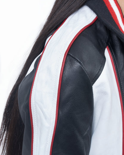 JKT Kali Track Leather Jacket Black/White