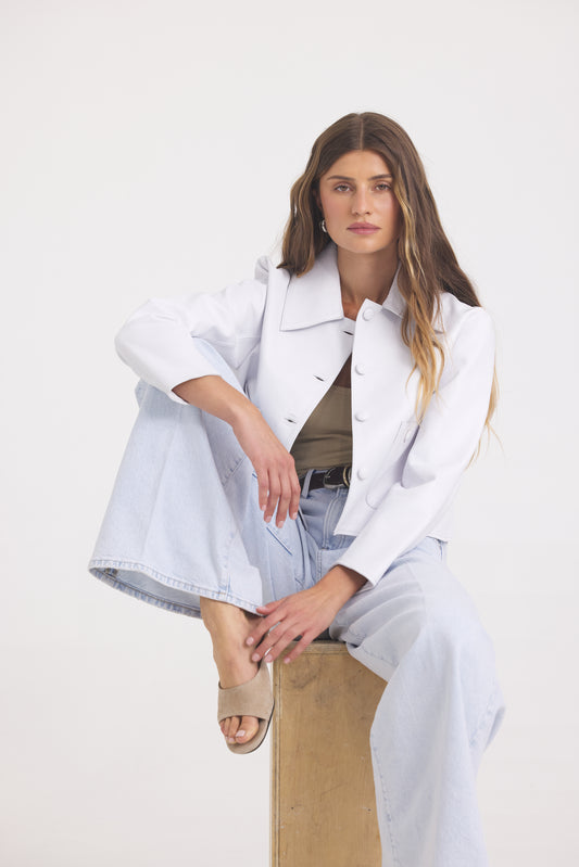 Julie Burnished Leather White